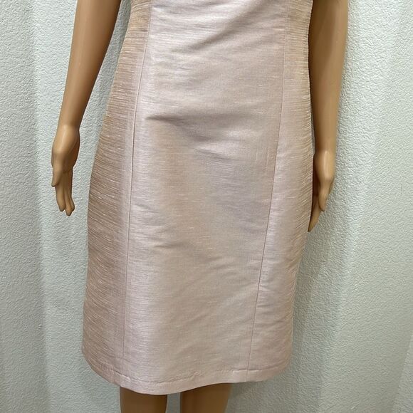 Alfred Sung Pearl Pink Silky Shimmer Sleeveless Dress Open Back Bow Size 12 - Picture 5 of 11
